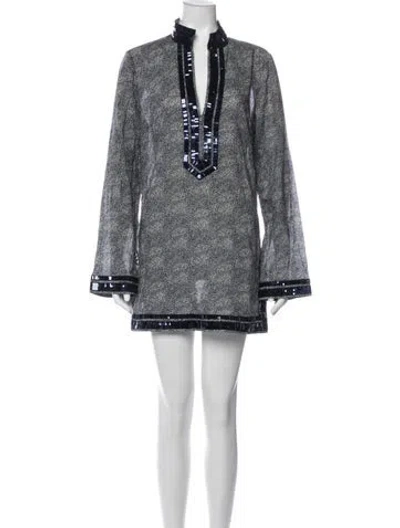 Pre-owned Tory Burch Patterned V-neck Tunic In Multi