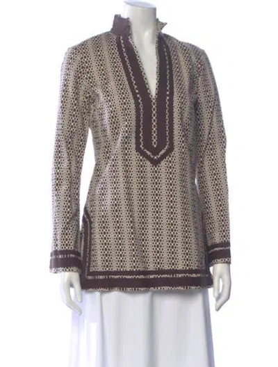 Pre-owned Tory Burch Patterned V-neck Tunic In Multi