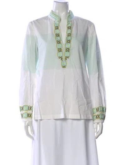 Pre-owned Tory Burch Patterned V-neck Tunic In Multi