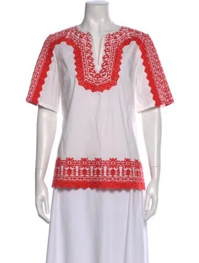 Pre-owned Tory Burch Patterned V-neck Tunic In Neutral