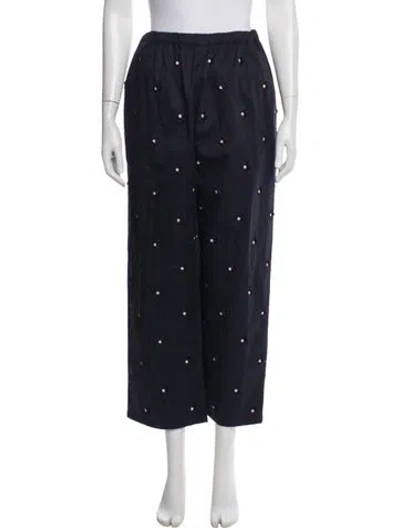 Pre-owned Tory Burch Patterned Wide Leg Pants In Blue