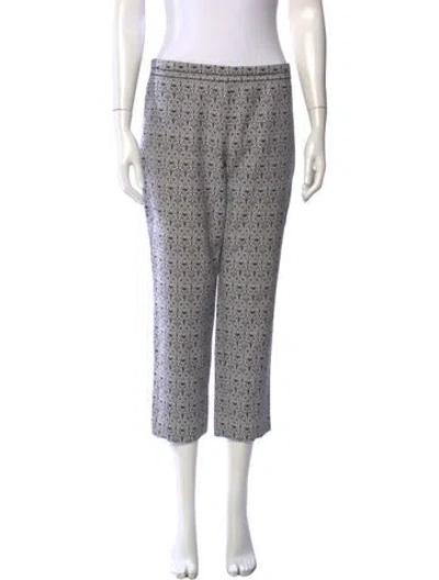 Pre-owned Tory Burch Patterned Wide Leg Pants In Blue/white
