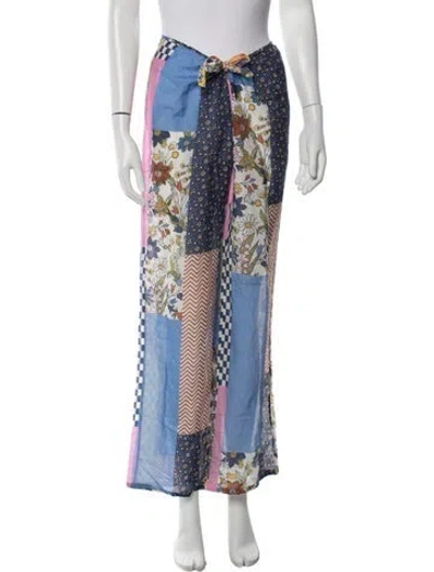 Pre-owned Tory Burch Patterned Wide Leg Pants In White