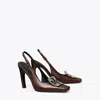 Tory Burch Pavé Cut-out Logo Slingback Heel In Black Cherry