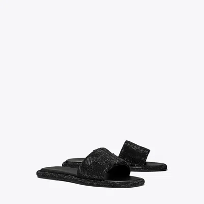 Tory Burch Pavé Double T Burch Slide In Black