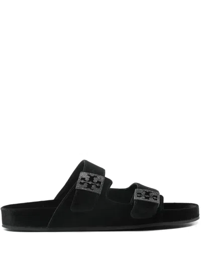 Tory Burch Pave Flat Slide Sandal In Black
