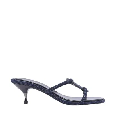 Tory Burch Pave Geo Bombe Miller Heel Sandals In Perfect Navy