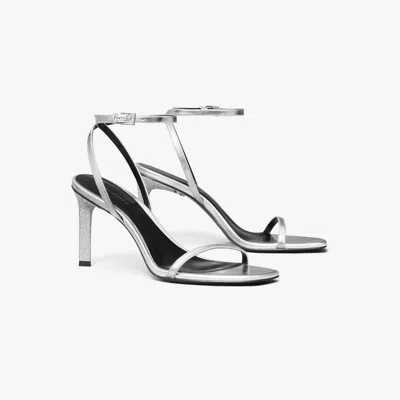 Tory Burch Pavé Heeled Sandal In Silver