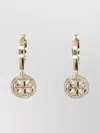 Tory Burch Pave Hoop Earring Drop Charm