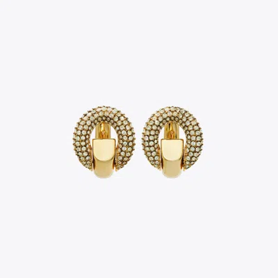 Tory Burch Pavé Pierced Hoop Earrings
