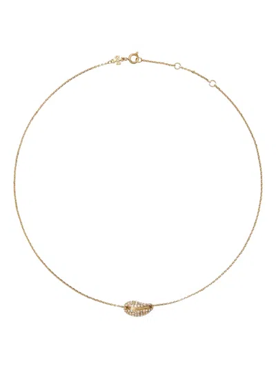 Tory Burch Pave Shell Necklace In Gold