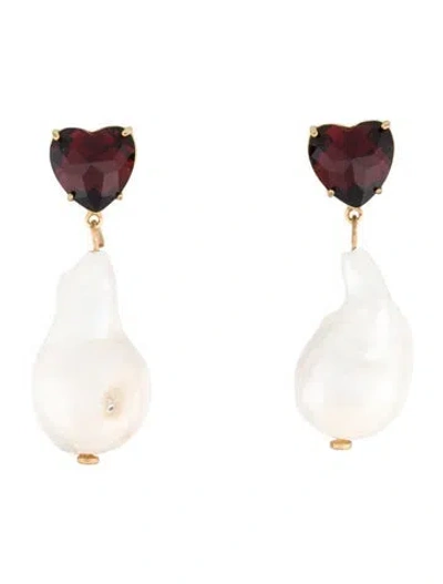 Pre-owned Tory Burch Pearl & Crystal Drop Earrings In Multi