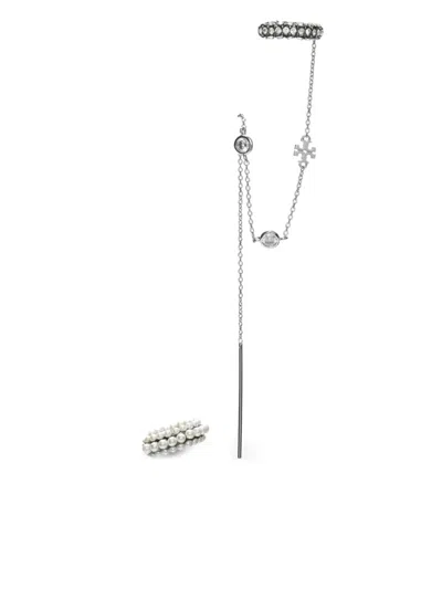 Tory Burch Pearl-embellished Ear Cuff In Silver