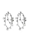 Tory Burch Pearl Double Hoop Earrings In Silver