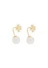 Tory Burch Pearl Front-back 18kt Gold-plated Drop Earrings In Gold