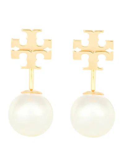 Tory Burch Pearl Front-back Earring In Gold