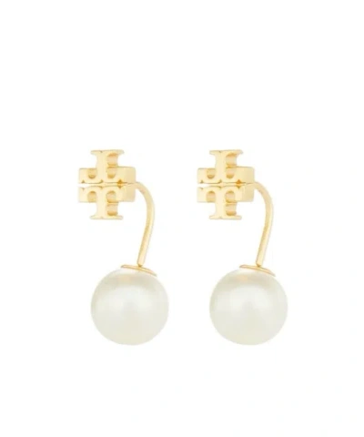 Tory Burch Pearl Front-back Earrings In Gold