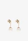 Tory Burch Pearl Front-back Earrings In Gold