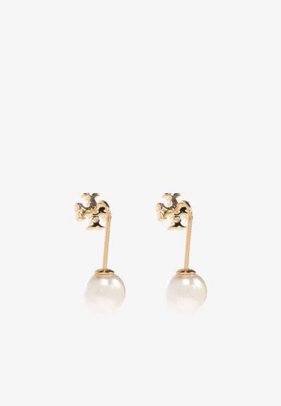 Tory Burch Pearl Front-back Earrings In Gold