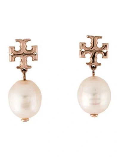 Pre-owned Tory Burch Pearl Kira Drop Earrings In Pink