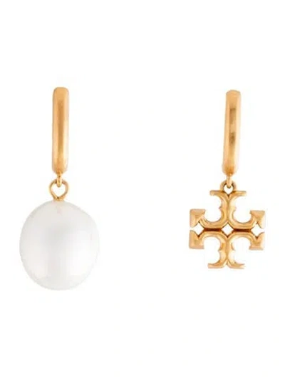 Pre-owned Tory Burch Pearl Kira Mismatched Drop Earrings In Multicolor