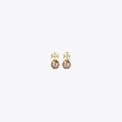 Tory Burch Pearl Stud Earrings In Gold