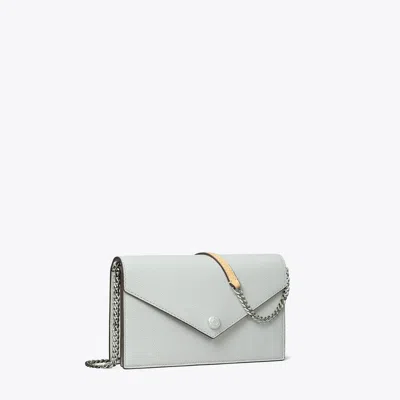 Tory Burch Pebble Envelope Chain Wallet In Gray