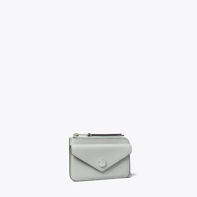 Tory Burch Pebble Envelope Zip Card Case In Silver