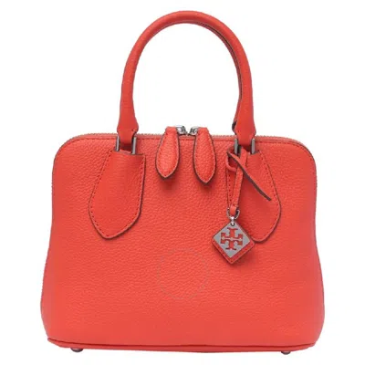 Tory Burch Pebbled Leather Mini Swing Satchel In Red
