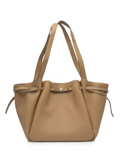 Tory Burch Brown Cow Leather Shoulder Bags In White