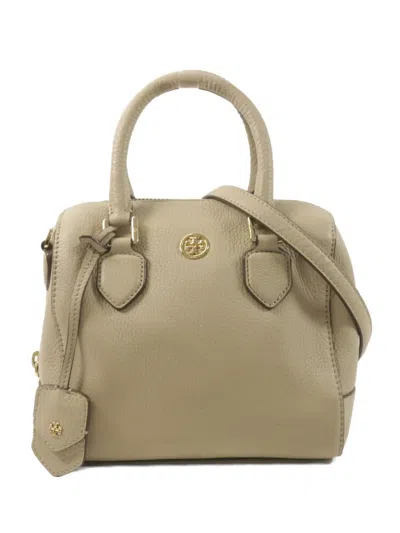 Pre-owned Tory Burch Pebbled Leather Tote Bag In Neutral