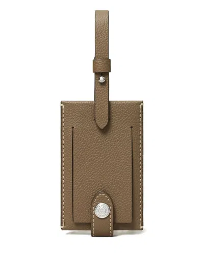 Tory Burch Pebbled Luggage Tag Accessories In Brown