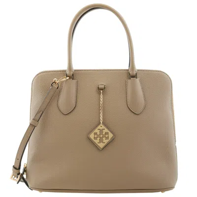Tory Burch Pebbled Swing Satchel In Brown