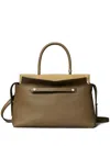 Tory Burch Pebbled Taupe Brown Calf Leather Shoulder Bag