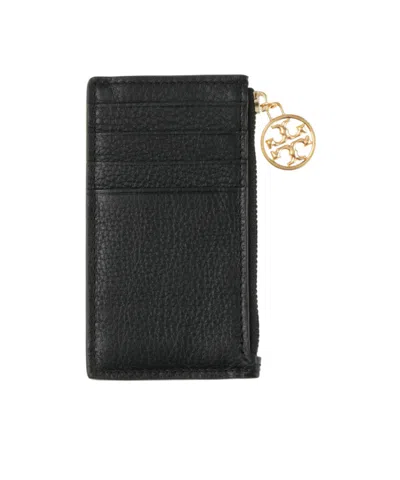 Tory Burch Pebbled-leather Cardholder In Pink