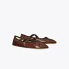Tory Burch Peep-toe Mary Jane Ballet In Brown