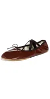 Tory Burch Peep Toe Mary Jane Ballet Flats Russet Brown In Brown