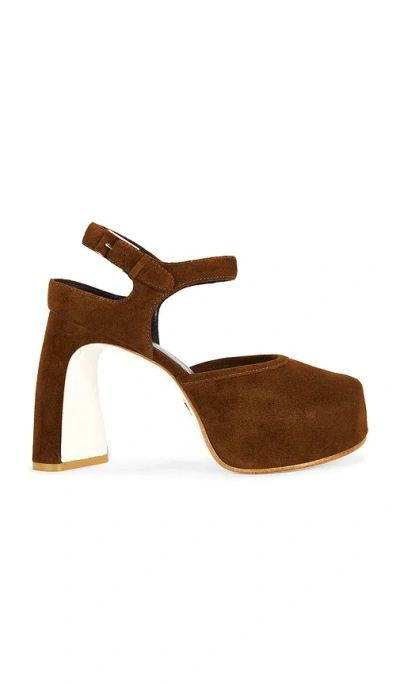 Tory Burch Peep Toe Platform Heel In Brown