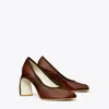 Tory Burch Leather Peep Toe Pumps In Brown