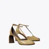 Tory Burch Peep-toe T-strap Heeled Sandal In Multi