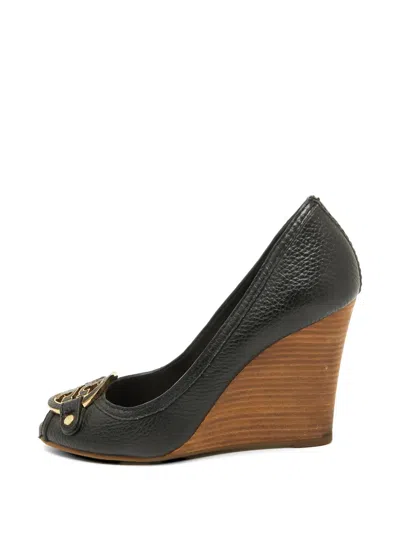 Pre-owned Tory Burch Peep-toe Pumps In Black