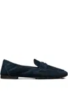 Tory Burch Penny-strap Suede Loafers In Blue
