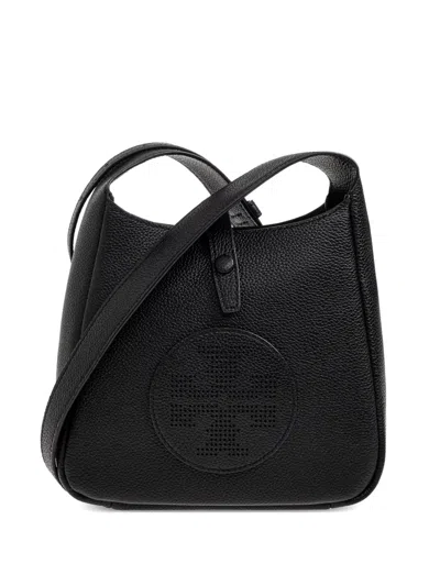 Tory Burch Perforated-logo Leather Cross Body Bag In Black