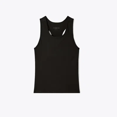 Tory Burch Contrast Strap Tennis Tank In Black