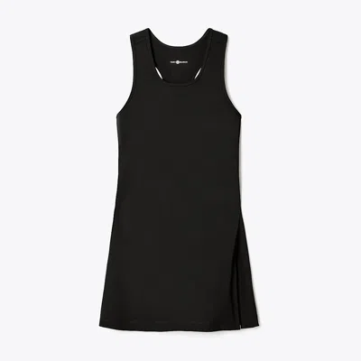 Tory Burch Side-slit Tennis Dress In Black/black