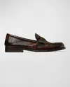 Tory Burch Perri Tortoise Patent Classic Loafers In Tortoise Patent