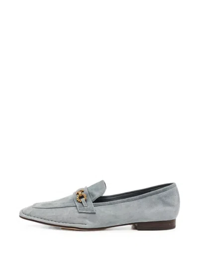 Pre-owned Tory Burch Perrine Suede Loafers In Blue
