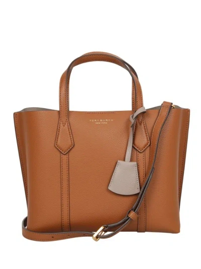 Tory Burch Perry Amber Leather Tote Bag In Brown