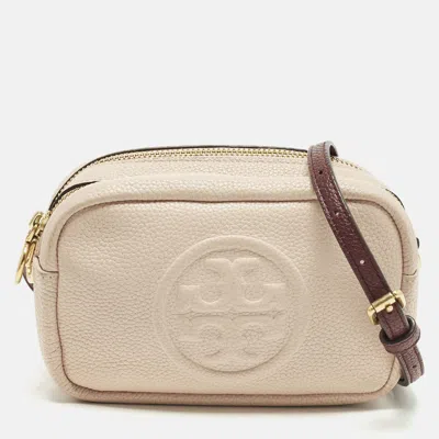 Pre-owned Tory Burch Perry Bombe Mini Pink Leather Crossbody Bag