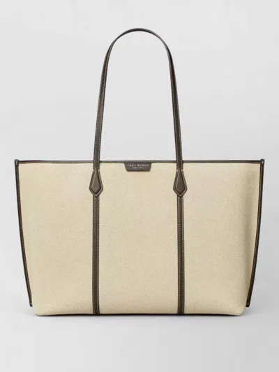 Tory Burch Perry Canvas Tote Bag Work Style In Nude
